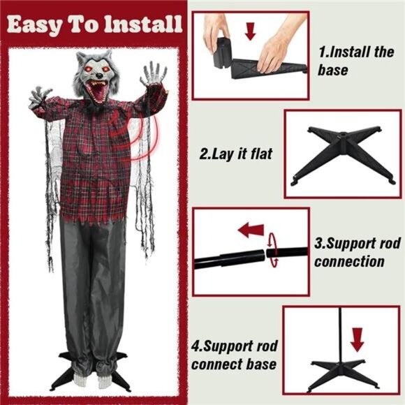 6.8FT Halloween Animatronics Clearance, 82" Howling Standing Life Size - Picture 5 of 8